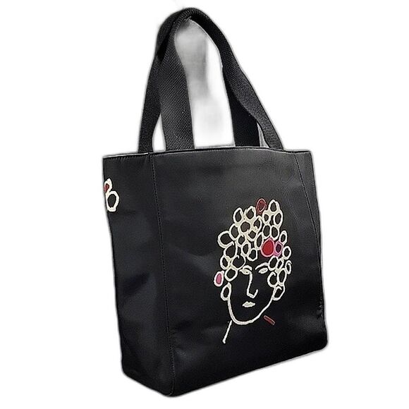 Kate Spade x Maria Kalman black nylon face design tote bag - Picture 3 of 10